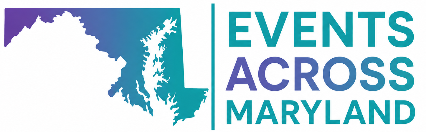 Graphic of a map of maryland that says events across maryland.