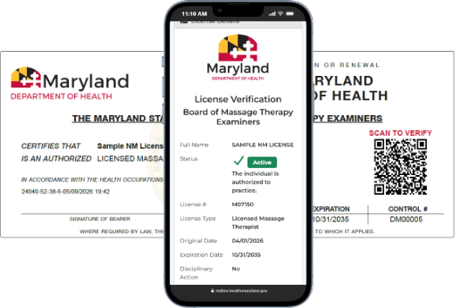 Image of license and cell phone showing verification website