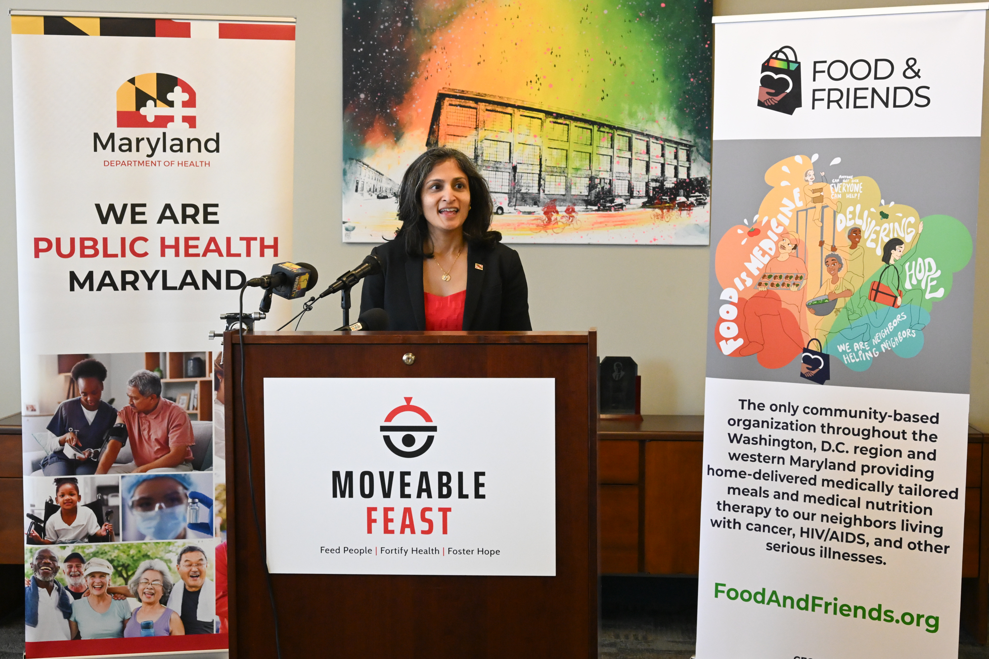 Maryland Secretary of Health addresses the audience at the Medically Tailored Meals event launch.